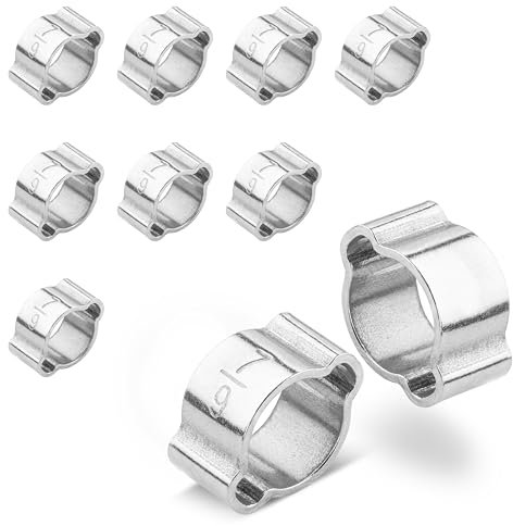 Poppstar 10 pezzi Fascette stringitubo a 2 orecchie, campo di serraggio Ø 7-9 mm, fascetta pinzabile a due orecchie/fascetta stringitubo a doppio orecchio in acciaio inossidabile