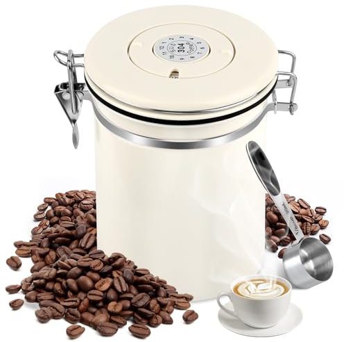Barattolo di caffè ermetico, in acciaio inossidabile, 1,8 l, contenitore per caffè sottovuoto, barattolo di caffè ermetico con coperchio sottovuoto, ermetica per chicchi di caffè con coperchio