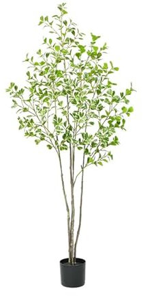 Cachpib Kunstpflanze Ficusbaum Künstliche Pflanzen Groß mit Natürlichen Blättern und Stämmen, Kunstbaum Faux Pflanzen für Wohnzimmer Büro Balkon Schlafzimmer Dekoration