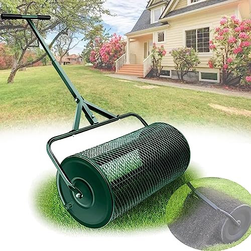 QLSABIA Spandiconcime da 23,6 Pollici, spandiconcime per Torba con Manico a T Regolabile, spandiconcime per Prato/Giardino Piccolo per spargere fertilizzanti e Semi, verde-40 cm