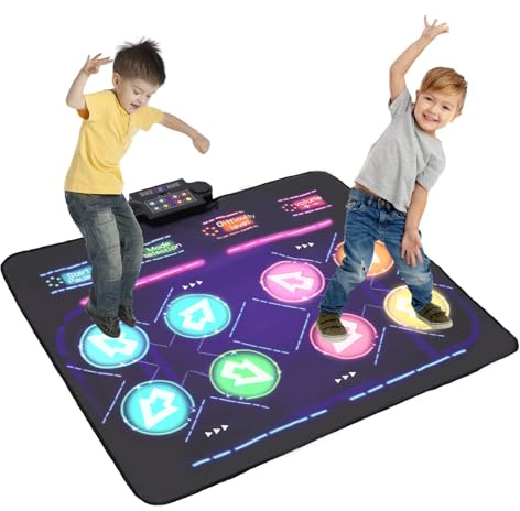 EULEUY Alfombra de Baile Doble para Niños, con Cuatro Modos de Competición, 8 Pantallas LED, Apto para Niños y Niñas de 3, 4, 5, 6, 7 y 8 Años en Adelante, Cumpleaños y Navidad.