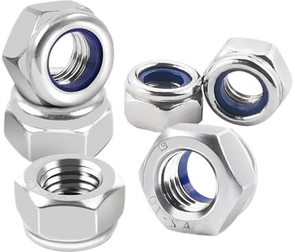 HEXHUASR 1–25 Stück Sechskant-Nylon-Sicherungsmuttern aus Edelstahl 304 M2, M2,5 M3 M4 M5 M6 M8 M10 M12 M14, selbstsichernde Sechskant-Nylock-Muttern.(M16 x 2Pieces)