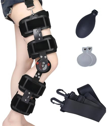Vexorium Férula de Rodilla Post-operatoria con Bisagra Ajustable, Ortesis Soporte de Rodilla Rodillera para Rotura de Menisco, Lesiones ACL, Recuperación Adulto,Right