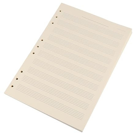 CLISPEED 100 Blatt Notenpapier Zeilen Lose Manskriptpapier Nachfüllpapier für Musiker Ersetzen von Notizbuch Inhalten für Musizieren Weiß