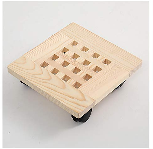Carrello portavasi con ruote per impieghi gravosi - Vassoio per fioriera quadrato da 25 cm con ruote, supporto per vasi da interno/esterno in legno per una facile mobilità in giardino e in c