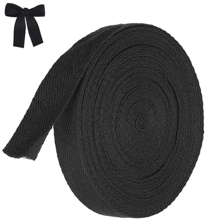 Baumwollband Schrägband, 3cm x 45m Nahtband Baumwollband, Stoffband, Köperband, Einfassband Nahtband Baumwolle, Gurtband, für Gepäckgurten, Handtaschen, Kunsthandwerk(Schwarz)