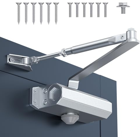 Calzibeno Automatic Door Closer, Door Closer for Home & Light Commercial Use, Adjustable Closing Speed for 88-143lbs, Soft Close for Screen Door, Fire Door, Office Door-Wood Door, Metal Door