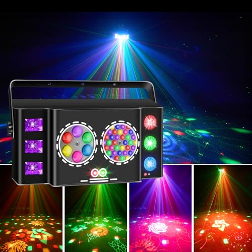 Disco Lights for Big Parties,Stage Lights,UV LED Strobe Lights for Wedding,Event,bar,DJ,Halloween,Christmas,Birthday, Sound Activated, Remote, DMX 512,Disco Ball Lights