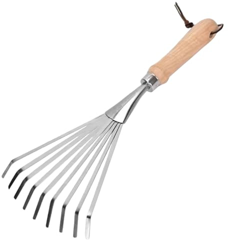 Rastrillo de jardín Rastrillo de Mano pequeño con Mango ergonómico Herramientas manuales de jardinería compactas y portátiles para jardinería Cultivar macizos de Flores de jardín