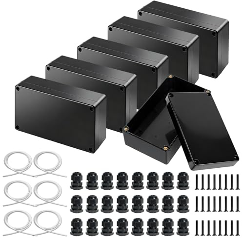 6 stycken kopplingsdosor svart, hölje elektronik – ytmonterad kopplingsbox – kopplingsdosa vattentät IP65 – ABS-plastfördelningsdosa på ytmonterad – distributionsbox svart