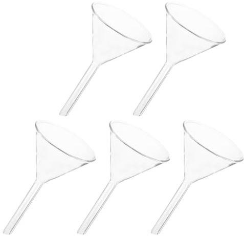 DIYEAH 5 piezas Embudo Triángulo Sólido de Vidrio para Laboratorio Resistente Altas Temperaturas Instrumento para Análisis Químico y Alimentación de Líquidos o Sólidos