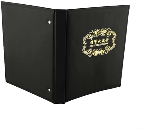 Münzalbum mit 3 Löchern, 27 x 23 cm, PU-Leder, Münz-Organizer für Gedenkmünzen, Notizen, Ringe, Halsketten und Ohrringe, leere Aufbewahrung (1 Stück)