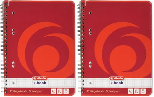 Herlitz 297531 Collegeblock A5 70g/m 80 BI kar Rand links (Packung mit 2)