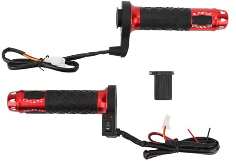 PIXAXOHH Empuñadura calefactable para Motocicleta, 1 par, 3 temperaturas de Engranaje, Antideslizante, aleación de Aluminio ABS, 22mm, Manillar calefactable, 12V (Roja)
