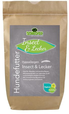 Schecker Trockenfutter mit Insektenprotein für Hunde - hpoallergen Insect & Lecker - vollwertig - alternativ - nachhaltig 3 kg