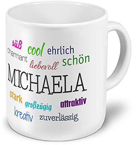 printplanet XXL Riesen-Tasse mit Namen Michaela - Positive Eigenschaften - Namenstasse, Kaffeebecher, Mug, Becher, Kaffeetasse