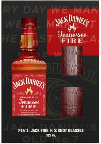 Jack Daniel's Fire Set - Geschenkkarton inkl. 2 Original Gläser | Ideal zum Verschenken (1 x 0,7 Liter)