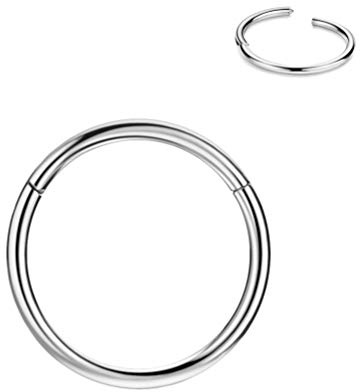 FANSING Nose Hoop Surgical Steel Nose Rings for Women Men Septum Jewelry Hinged Cartilage Earring Hoop for Nostril Helix Tragus Daith Conch Lip Rook Ear Lobe Piercings Silver 18 Gauge 8mm