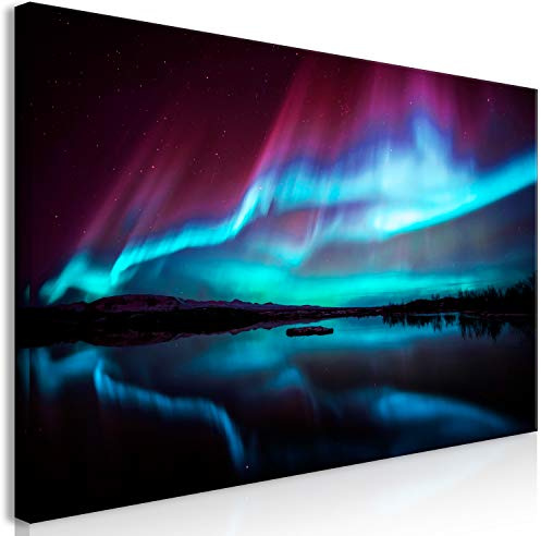 murando - Leinwandbild Nordlicht Island Nacht, Schlafzimmer, Wohnzimmer | Hochwertige Leinwand, sofort aufhängbar, ideal fürs Wohn- oder Schlafzimmer, wasserfest und lichtecht, langlebig, stilvoll