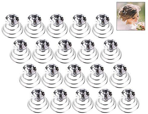 iwobi 20 Stück Kristall Spirale Haarnadel, Spiral Haarspiralen Haarspange, Hochzeit Braut Curlies Haarschmuck Haarklammer