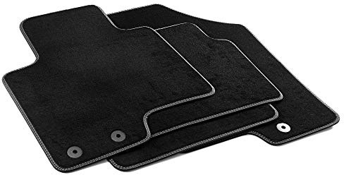 MDM PRO-1456 Fußmatten für Hyundai ix35 / Kia Sportage III 2010>2015, Passgenau Velours Kunstlederkanten und doppelten Steppnaht Chromnähte