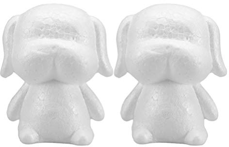 Amosfun 2 Stücke Styropor Hund Figur 14cm Weihnachten Deko Blumen Steckschaum Steckmasse Polystyrol Kugeln Ball DIY Bastelset Hochzeit Tortenfigur Schaum Dekofigur Basteln