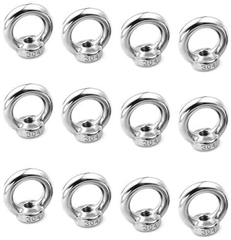 Dado ad occhio di sollevamento M5 12pcs Dado ad anello femmina in acciaio inox dado filettato femmina a forma di anello hardware per raccordo corda, accessori di sollevamento, argento