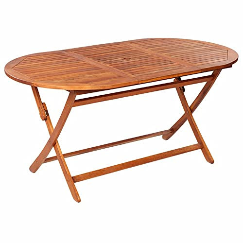 Tidyard Tavolo da Giardino Pieghevole Massello di Acacia Tavolo in Legno Tavolino da caffè 160x85x75 cm per Giardino Terrazzo Balcone Patio l'interno e l'esterno