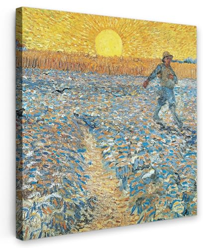 MuchoWow Leinwand Bilder, Einzigartige Wanddeko mit Rahmen, Der Sämann - Vincent van Gogh, Wandbilder Wohnzimmer, Deko Schlafzimmer 50x50 cm