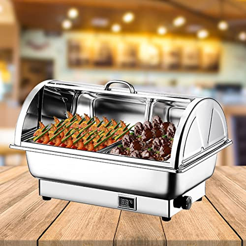 JTYDFG 9L Chafing Dish Food Warmer Buffet Server, Electric Hot Food Warmer Container with Lid for Home Parties Catering Buffets, Adjustable Temperature+Digital Display