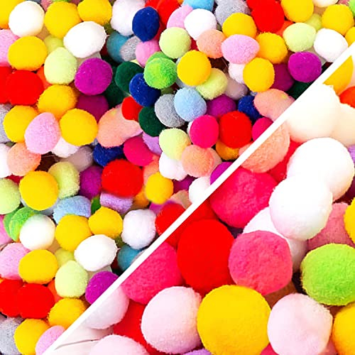 600PCS Pom Pom Crafts, 8mm und 25mm Pom Pom Crafts, Herstellung von Cheerleading-Bällen für Handwerk, Hobbybedarf und DIY-Kreative Verschiedene Mischfarben
