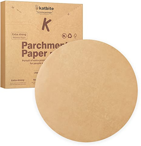 Katbite 200Pcs 9 Inch Parchment Paper Rounds, Unbleached & Non-stick, Precut Parchment Circles for Cheesecake Spring Pans, Storage/Freezing Hamburger Patties