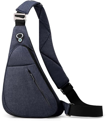 VARLIVOO Hombre Sling Bag Bolsos de Hombro Bolsos Cruzados Bandolera Bolsa de Pecho Antirobo Crossbody Bolsa Ciclismo Viajar Impermeable Poliéster Azul B