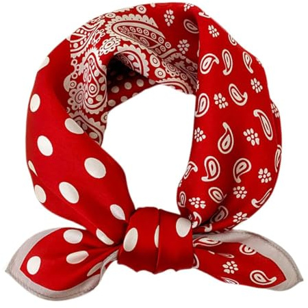 FAIRYGATE Schal Rot Damen Damenmode Halstücher Bandana Satin Seidenschal Seidentuch Platz Schal Kopf Haar Wickelt Schaltuch Leichte Halstuch Kopfschal Kopftuch 70x70 cm 92015