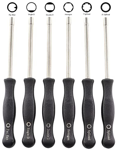 MCHNIC Lot de 6 tournevis de carburateur (21 dents, 7 dents, Pac Man, Single D, Double D, Hexagone) pour Husqvarna 135 136 137 141 142 235 236 240 435 435e 440e McCulloch Partner Poulan, etc.