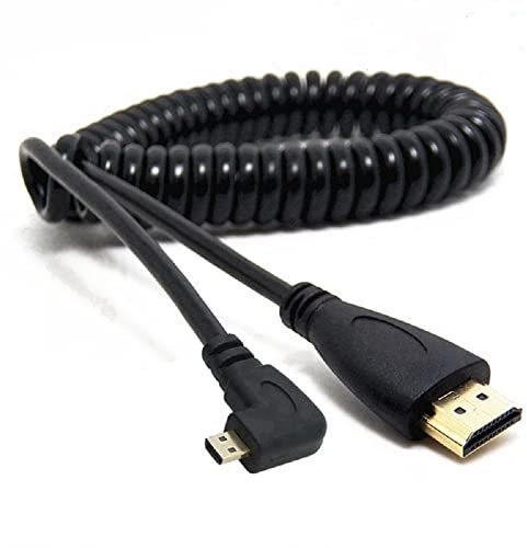 We Top Micro HDMI to HDMI Spiral Cable Full HD 1080P Right-Angle Micro HDMI To HDMI Coiled Cable for Camera Phone (HDMI to Micro HDMI Right Angle)