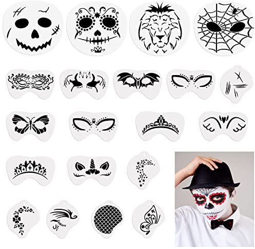 OOTSR 20 Stück Wiederverwendbare Schablonen für Kinder, Tattoo-Schablonen für Gesicht und Körper, Kreativität Tattoo Schablone für Halloween Schminke Partys