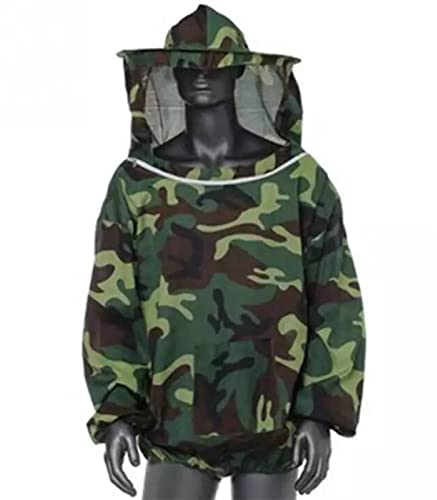 Imkeranzug – Imkerjacke, professionelle vollständig belüftete Imkerschutzjacke mit Schleierhaube (Camouflage-Grün)