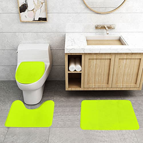 3 Piezas Juego De Alfombra De Baño Verde Fluorescente Impreso Alfombras De Cama Antideslizantes 3 Alfombrillas De Baño, para Baño, Cocina