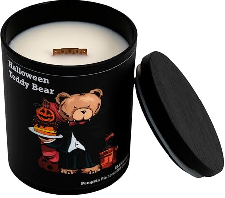 Duftkerze Halloween, 100% Sojawachs, Kerze mit Holzdocht, Pumpkin spice Kerze, Herbstkerze, 200 gramm, Brenndauer bis zu 60 Stunden, nachhaltige kerze, kürbis duft, geschenk zu halloween, Elena Days