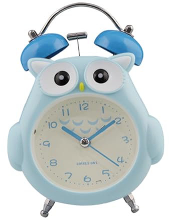 WOFASHPURET Cartoon Eulen Wecker Desktop Clock Leise Ohne Ticken Mit Nachtlicht Junge Mädchen Wecker Für Schlafzimmer Jungen Mädchen Kreative Dekoration Blau
