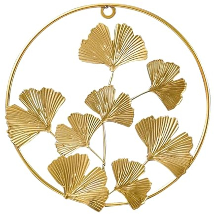 Cabilock Decoración De Pared Ginkgo Biloba Hoja Dor Art Mural Pintura De Hoja De Ginkgo Adorno De Oro Flores Metal Arte De Pared Decoración De Hojas Colgante De Hierro Hueco