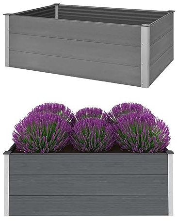 Rantry Garten-Hochbeet WPC 150 x 100 x 54 cm Grau Rasen, Garten Model43609