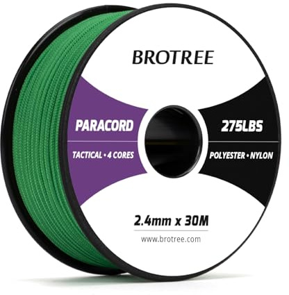 Brotree Paracord 275 2,4mm 30M Nylon Seil mit 4 Kern Schnur | 125kg (275lbs) Bruchlast, Spule, Camping, Angeln, Überleben, Basteln, Armband, Outdoor und DIY
