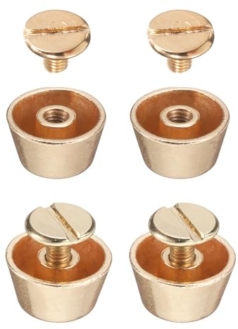 QUARKZMAN 4 Sets 12mm x 7mm Chicago Binding Schrauben Nieten, Metall Buchschrauben Flache Kopf für DIY Leder Gürtel Tasche Handwerk Buchbindung Dekoration Geldbörse (Gold)
