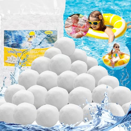 LOVICVKEM Balles Filtrantes de Piscine1300g, Balles Filtrantes de Médias pour Piscines,Les Boules de Filtration Remplacent 45kg de Sable dans Les Systèmes de Filtration Tels Que Les Piscines