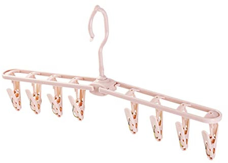 VILLFUL Faltbare Winddichte Clips Wäschespinnen Unterwäsche Und Socken Trockengestell Mit Starken Kunststoffklemmen Vielseitig Tragbar Platzsparend Für Babywäsche Und Handtücher in Rosa