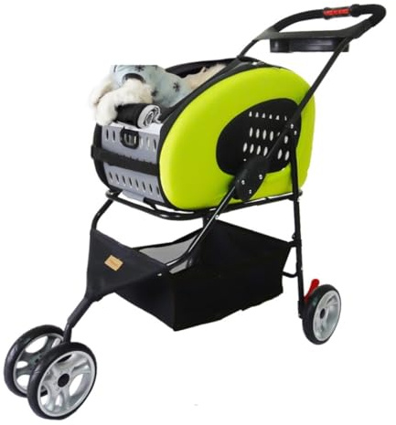 Haustier-Kinderwagen Hundewagen Hund Kinderwagen 5-in-1-Hundekinderwagen Mit Abnehmbarem Träger, Haustier-Kinderwagen-Tragerucksack Für Welpen Und Katzen Bis Zu 17 Pfund Katzenwagen Hundebuggy(Grün)
