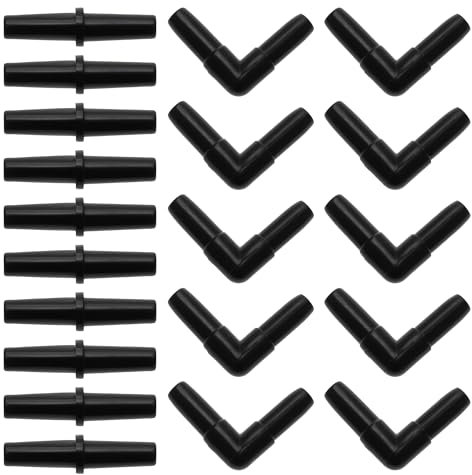 INFINAUTO Plastic Hose Barb Fittings, 3/16 Stright Barb Connector L Shaped 2 Way Barb Fitting Plastic Black, 1 Set