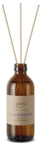 ipuro FUNCTIONALS Lavender Raumduft 150ml - Beruhigender Lavendel Duft & Vanille Duft für entspannte Abende - Lufterfrischer für die Wohnung - Lavendel Öl zur Stressreduktion - Diffuser mit Stäbchen
